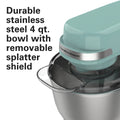 Hamilton Beach 4 Quart Stand Mixer for Kitchen, 7 Speeds, Tilt Head, Dough Hook, Whisk & Flat Beater, White